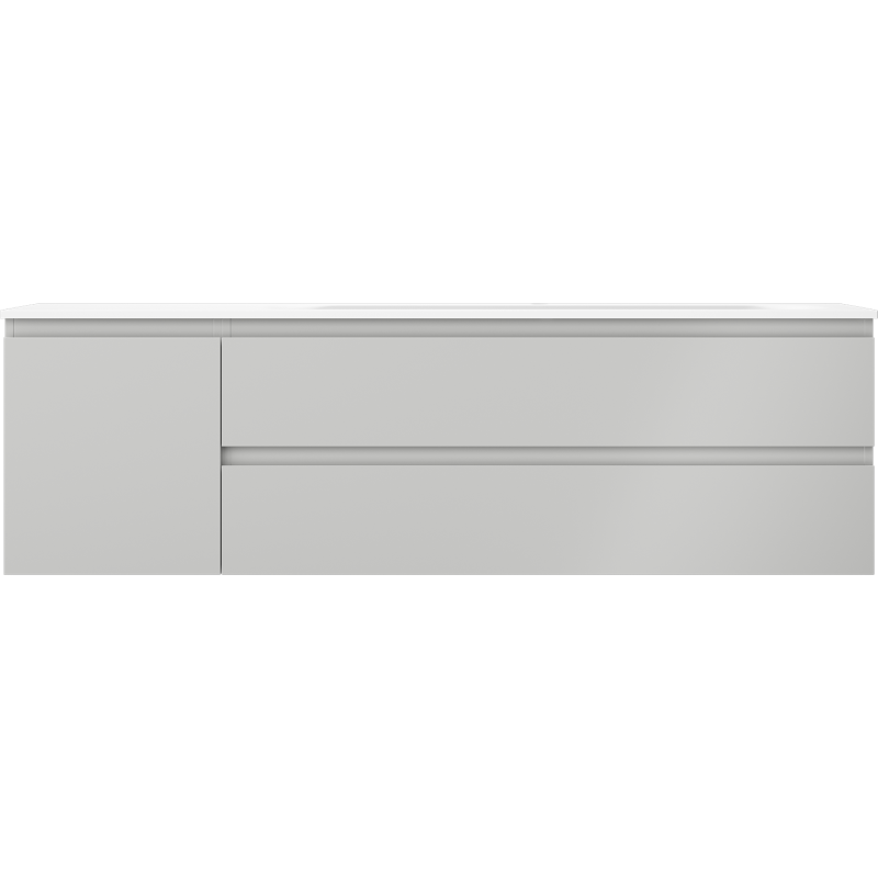 Mexen Orio Badezimmerschrank 160 cm mit Waschbecken Vela rechts, 2S, 1D, grau matt/weiß matt - 91A13-16047-3-BBFFF62-W23P01