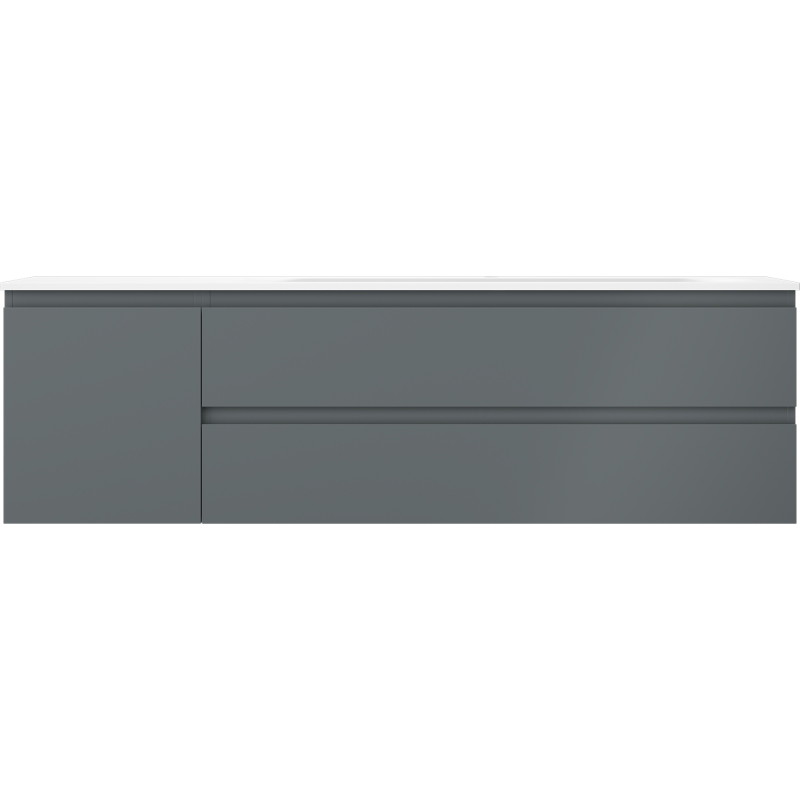 Mexen Orio Badezimmerschrank 160 cm mit Waschbecken Vela rechts, 2S, 1D, Graphit matt/Weiß matt - 91A13-16047-3-BBFFF66-W23P01