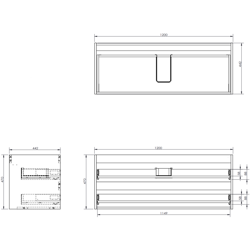Mexen Orio Badezimmerschrank 160 cm mit Waschbecken Vela rechts, 2S, 1D, Schwarz Matt - 91A13-16047-3-BBFFF71-W23P71