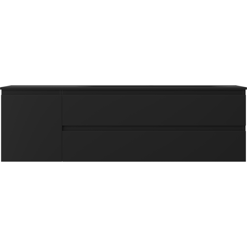 Mexen Orio Badezimmerschrank 160 cm mit Waschbecken Vela rechts, 2S, 1D, Schwarz Matt - 91A13-16047-3-BBFFF71-W23P71