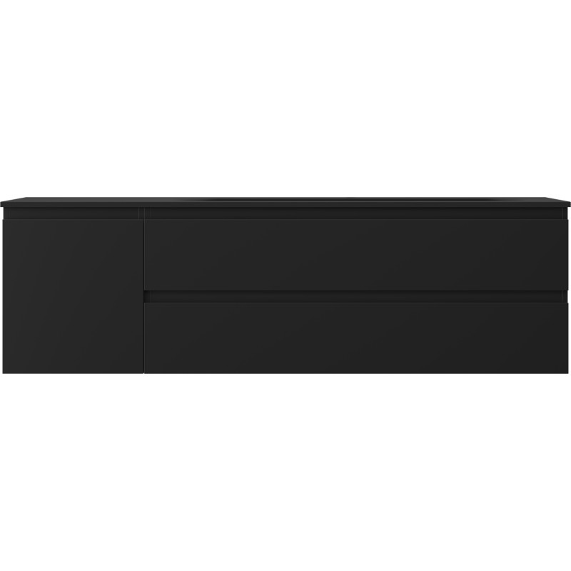 Mexen Orio Badezimmerunterschrank 160 cm mit Vela Waschbecken rechts, 2S, 1T, schwarz matt - 91A13-16047-3-BBFFF71-W23P71