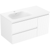 Mexen Rivel Badezimmerschrank 90 cm mit Waschbecken Vela links, 2S, 1D, gerillt, weiß matt - 91A23-09047-3-BBFFF01-W23L01
