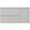 Mexen Rivel Badezimmerschrank 90 cm mit Waschbecken Vela links, 2S, 1T, gerillt, grau matt/weiß matt