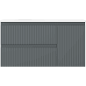 Mexen Rivel Badezimmerschrank 90 cm mit Waschbecken Vela links, 2S, 1D, geriffelt, Graphit matt/weiß matt