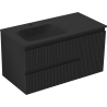 Mexen Rivel Badezimmerschrank 90 cm mit Vela-Links-Waschbecken, 2S, 1T, gerillt, schwarz matt - 91A23-09047-3-BBFFF71-W23L71