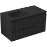 Mexen Rivel Badezimmerschrank 90 cm mit Waschtisch Vela links, 2S, 1D, geriffelt, schwarz matt - 91A23-09047-3-BBFFF71-W23L71