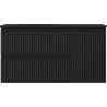 Mexen Rivel Badezimmerschrank 90 cm mit Vela-Links-Waschbecken, 2S, 1T, gerillt, schwarz matt - 91A23-09047-3-BBFFF71-W23L71