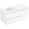 Mexen Rivel Badezimmerschrank 100 cm mit Waschtisch Vela links, 2S, 1D, geriffelt, weiß matt - 91A23-10047-3-BBFFF01-W23L01