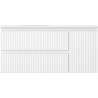 Mexen Rivel 100 cm Badezimmer-Unterschrank mit Vela-Waschbecken links, 2S, 1T, geriffelt, weiß matt