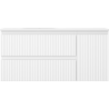 Mexen Rivel Badezimmerschrank 100 cm mit Waschtisch Vela links, 2S, 1D, geriffelt, weiß matt - 91A23-10047-3-BBFFF01-W23L01