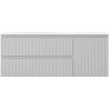 Mexen Rivel Badezimmerschrank 120 cm mit Waschbecken Vela links, 2S, 1D, geriffelt, grau matt/weiß matt