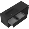 Mexen Rivel Badezimmerschrank 120 cm mit Waschbecken Vela links, 2S, 1D, gerillt, schwarz matt - 91A23-12047-3-BBFFF71-W23L71