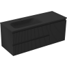 Mexen Rivel Badezimmerschrank 120 cm mit Waschbecken Vela links, 2S, 1D, gerillt, schwarz matt - 91A23-12047-3-BBFFF71-W23L71
