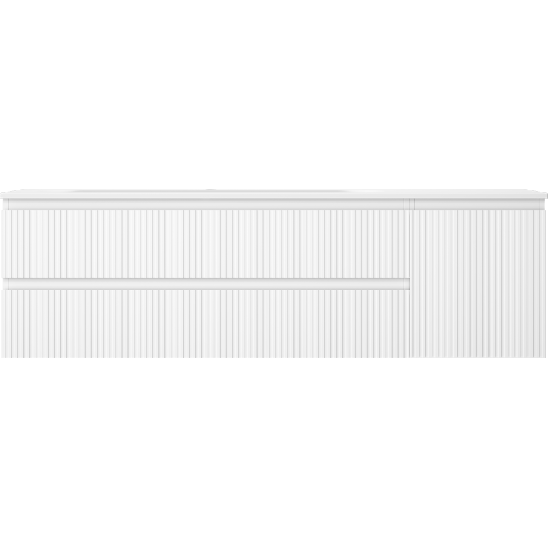 Mexen Rivel Badezimmerschrank 160 cm mit Waschbecken Vela links, 2S, 1D, geriffelt, weiß matt - 91A23-16047-3-BBFFF01-W23L01