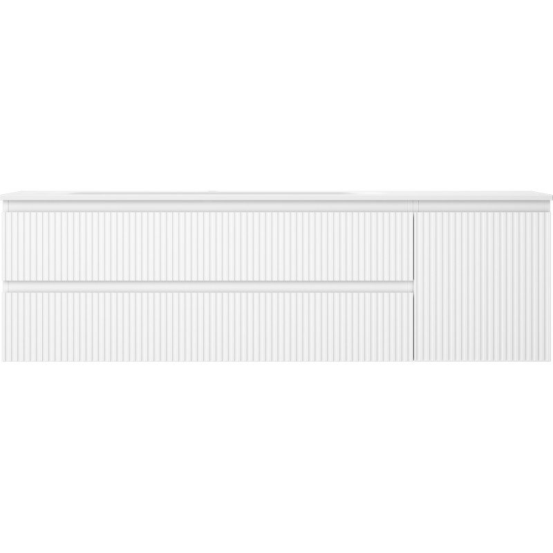 Mexen Rivel Badezimmerschrank 160 cm mit Waschbecken Vela links, 2S, 1D, gerillt, weiß matt - 91A23-16047-3-BBFFF01-W23L01