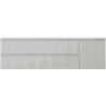 Mexen Rivel 160 cm Badezimmerunterschrank mit Vela-Waschbecken links, 2S, 1D, geriffelt, grau matt/weiß matt