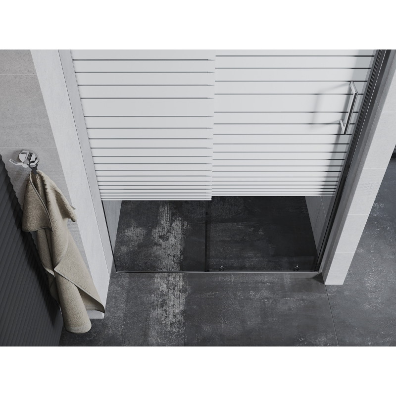 Mexen Apia Schiebetür Duschwand 90 cm, Streifen, Chrom - 845-090-000-01-20