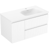 Mexen Rivel Badezimmerschrank 90 cm mit Waschbecken Vela rechts, 2S, 1D, geriffelt, weiß matt - 91A23-09047-3-BBFFF01-W23P01