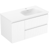 Mexen Rivel Badezimmerschrank 90 cm mit Waschbecken Vela rechts, 2S, 1D, gerillt, weiß matt - 91A23-09047-3-BBFFF01-W23P01
