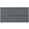 Mexen Rivel Badezimmerschrank 90 cm mit Waschbecken Vela rechts, 2S, 1D, geriffelt, graphit/weiß matt