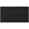 Mexen Rivel Badezimmerschrank 90 cm mit Waschbecken Vela rechts, 2S, 1D, gerillt, schwarz matt - 91A23-09047-3-BBFFF71-W23P71