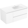 Mexen Rivel Badezimmerschrank 100 cm mit Waschbecken Vela rechts, 2S, 1T, gerillt, weiß matt - 91A23-10047-3-BBFFF01-W23P01