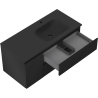 Mexen Rivel Badezimmerschrank 120 cm mit Waschbecken Vela rechts, 2S, 1D, gerillt, Schwarz matt - 91A23-10047-3-BBFFF71-W23P71