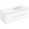 Mexen Rivel Badezimmerschrank 120 cm mit Waschbecken Vela rechts, 2S, 1D, gerillt, weiß matt - 91A23-12047-3-BBFFF01-W23P01