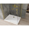 Mexen Omega Schiebetür-Duschkabine 130 x 80 cm, transparent, gold + Flat-Duschwanne - 825-130-080-50-00-4010