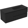 Mexen Rivel Badezimmerschrank 120 cm mit Waschtisch Vela rechts, 2S, 1D, gerillt, schwarz matt - 91A23-12047-3-BBFFF71-W23P71