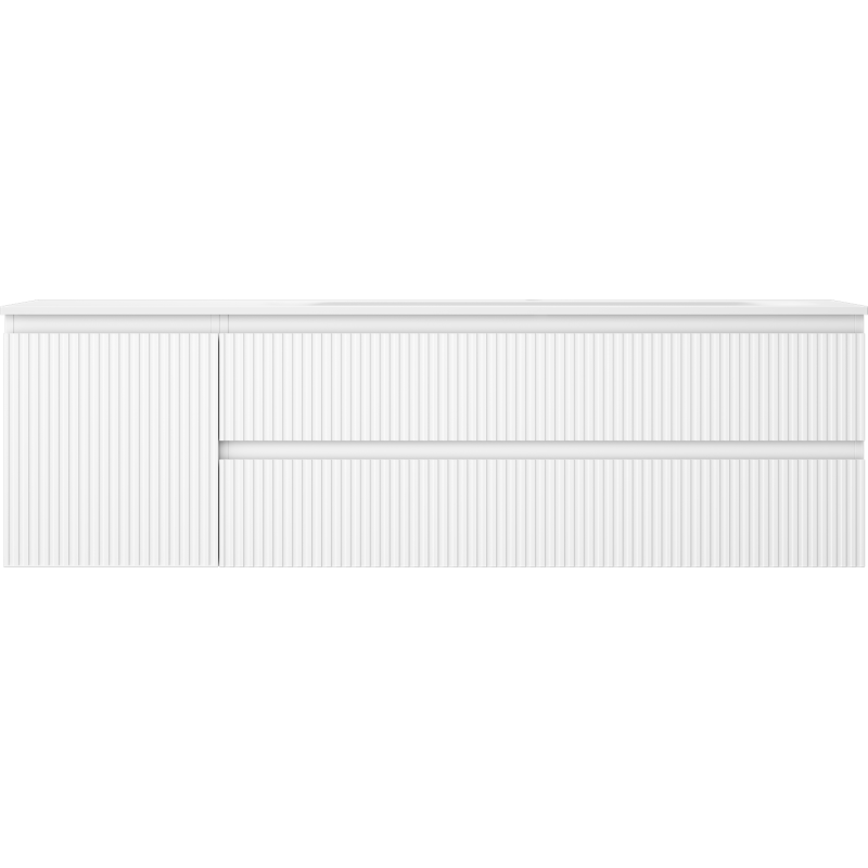 Mexen Rivel Badezimmerschrank 160 cm mit Waschbecken Vela rechts, 2S, 1D, geriffelt, weiß matt - 91A23-16047-3-BBFFF01-W23P01