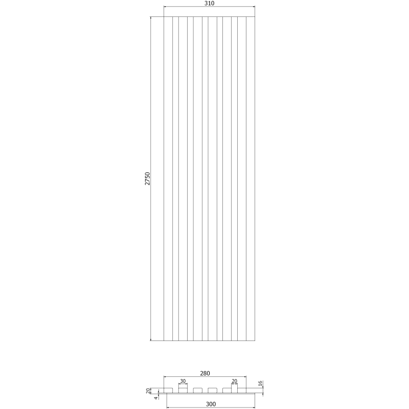 Mexen Lam-B Wandpaneele 275 x 30 cm, HDF Platte 4 mm, technisches Furnier, Sandiger Eiche - S100-275307-3015-001