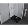Mexen Pretoria Duschkabine, schwenkbar 70 x 80 cm, transparent, Chrom + Duschwanne Flat, schwarz - 852-070-080-01-00-4070