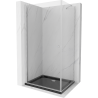 Mexen Pretoria Duschkabine Schwenkbar 80 x 120 cm, transparent, Chrom + Duschwanne Flat, Schwarz - 852-080-120-01-00-4070