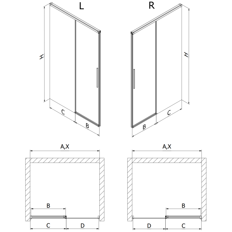 Mexen Rox Schiebetür-Duschwand 125 cm, transparent, Chrom - 8C2-125-000-01-00