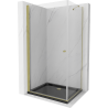 Mexen Pretoria Klappbare Duschkabine 70 x 100 cm, transparent, gold + Duschwanne Flat, schwarz - 852-070-100-50-00-4070G