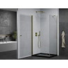 Mexen Pretoria Schwingbare Duschkabine 80 x 90 cm, transparent, gold + Flat Duschwanne, schwarz - 852-080-090-50-00-4070G