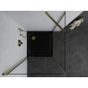 Mexen Pretoria Schwenkbare Duschkabine 80 x 80 cm, transparent, gold + Flat Duschwanne, schwarz - 852-080-080-50-00-4070G