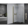 Mexen Pretoria Schwenkbare Duschkabine 80 x 100 cm, transparent, gold + Flat Duschwanne, schwarz - 852-080-100-50-00-4070G