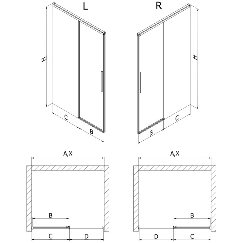 Mexen Rox Schiebetür für die Dusche 160 cm, transparent, Gun Gray gebürstet - 8C2-160-000-66-00