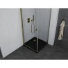 Mexen Pretoria Duschkabine mit Schwenktür 90 x 90 cm, transparent, gold + Flat Duschwanne, schwarz - 852-090-090-50-00-4070G