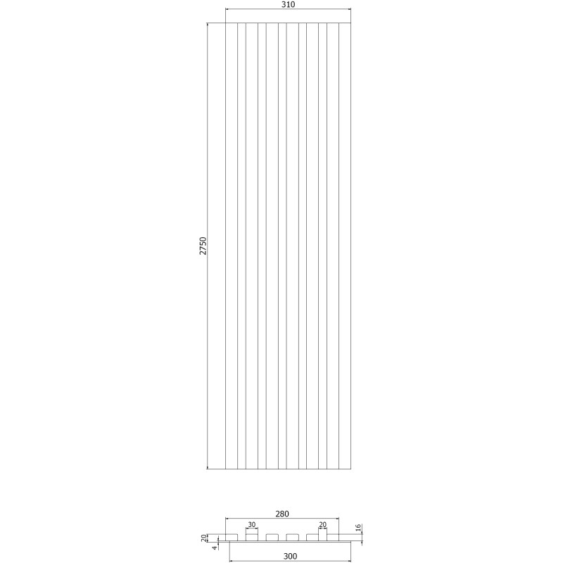 Mexen Lam-B Wandpaneele 275 x 30 cm, HDF-Platte 4 mm, technisches Furnier, Natürliche Nuss - S100-275307-3015-016