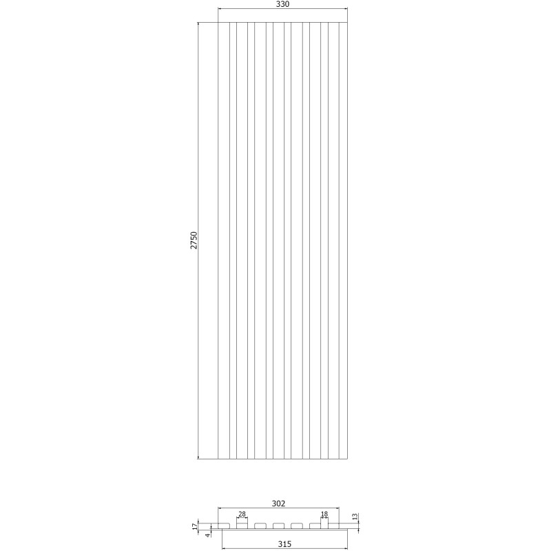 Mexen Lam-B Wandpaneele 275 x 31,5 cm, HDF-Platte 4 mm, Schwarz Matt - S100-275317-2812-053