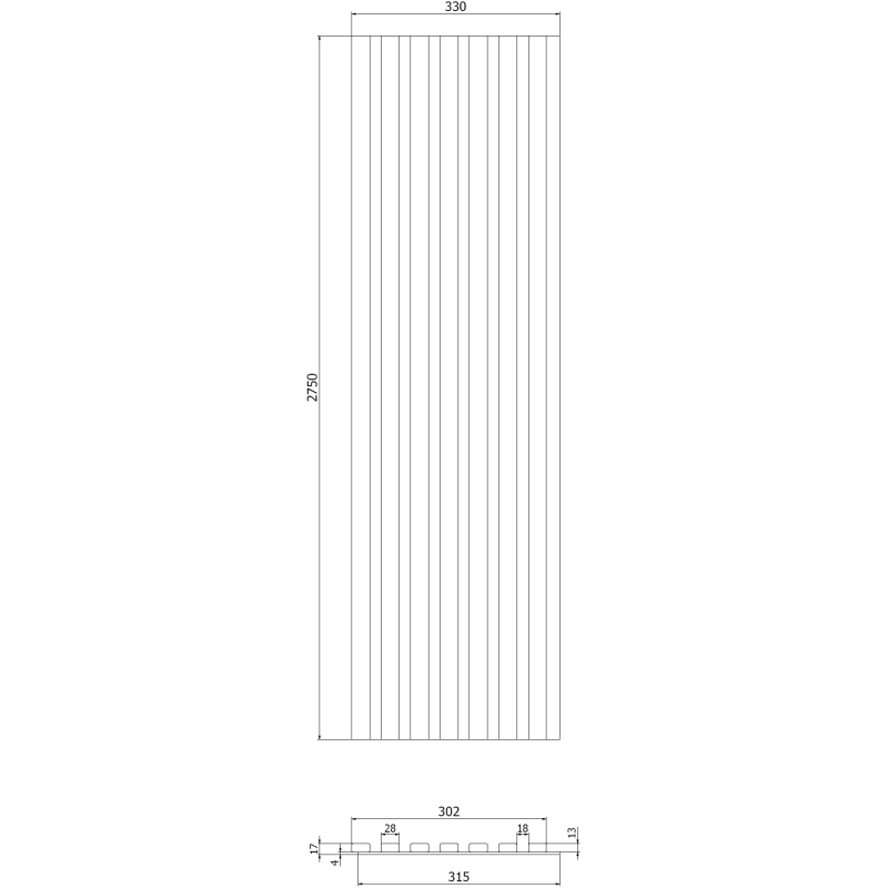 Mexen Lam-B Wandpaneele 275 x 31,5 cm, HDF-Platte 4 mm, Klassische Eiche - S100-275317-2812-072