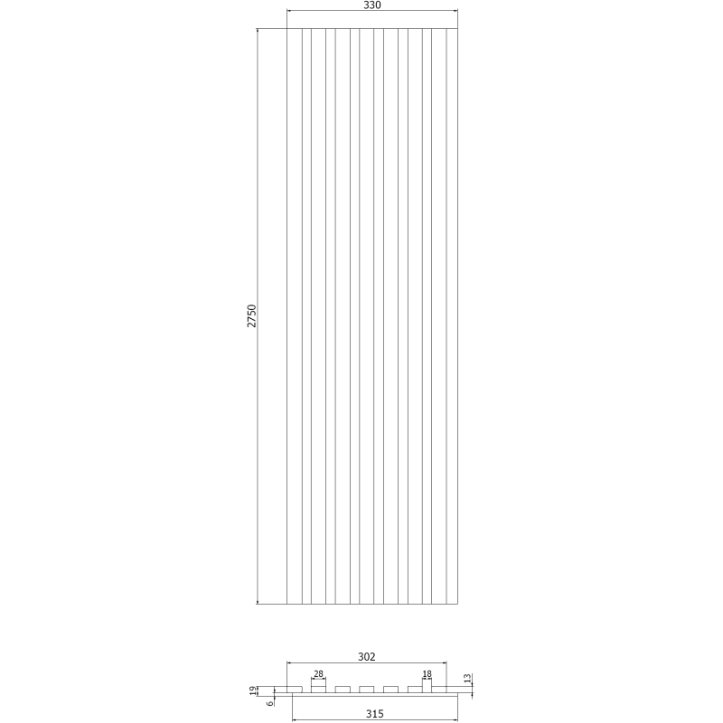 Mexen Lam-F Akustik-Wandlamellen 275 x 31,5 cm, Filz 6 mm, Klassische Eiche - S105-275317-2812-072