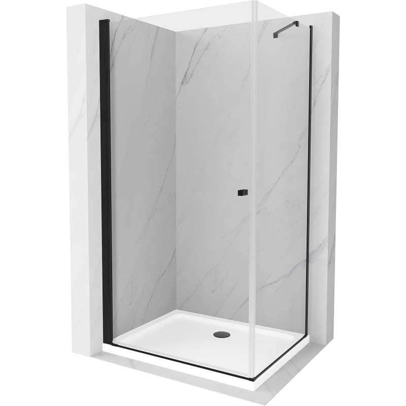Mexen Pretoria Duschkabine zum Öffnen 80 x 70 cm, transparent, schwarz + Flachwanne - 852-080-070-70-00-4010B