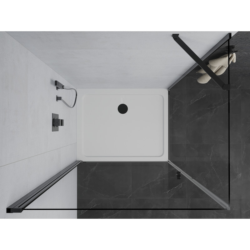 Mexen Pretoria Duschkabine 80 x 120 cm, transparent, schwarz + Duschwanne Flat - 852-080-120-70-00-4010B