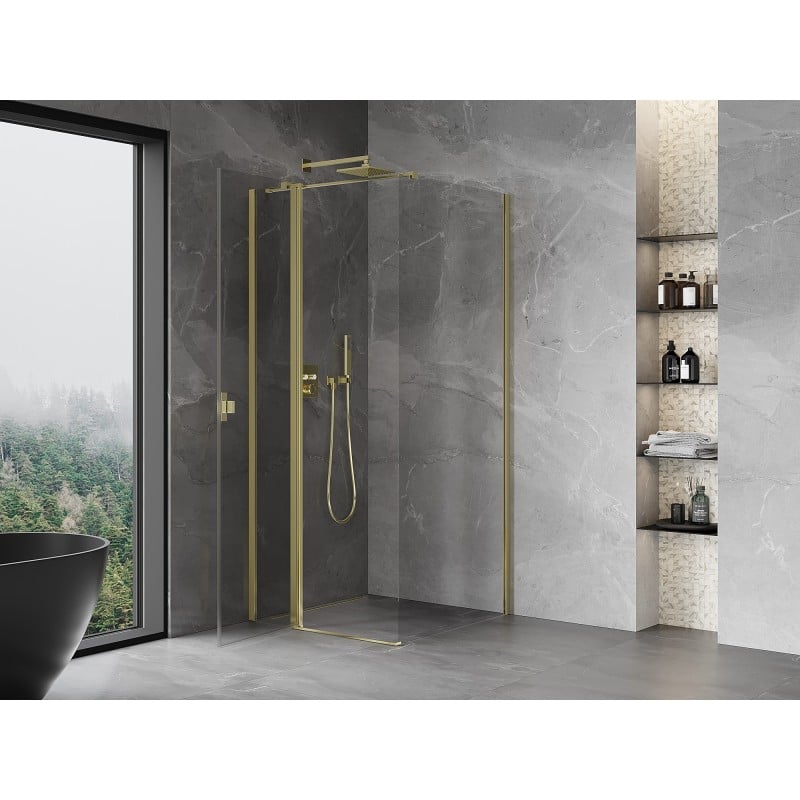 Mexen Mist T Duschkabine schwenkbar 80 x 80 cm, transparent, gold - 8A4T-080-080-50-00