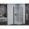 Mexen Pretoria Duschkabine schwenkbar 90 x 90 cm, transparent, schwarz + Duschwanne Flat - 852-090-090-70-00-4010B