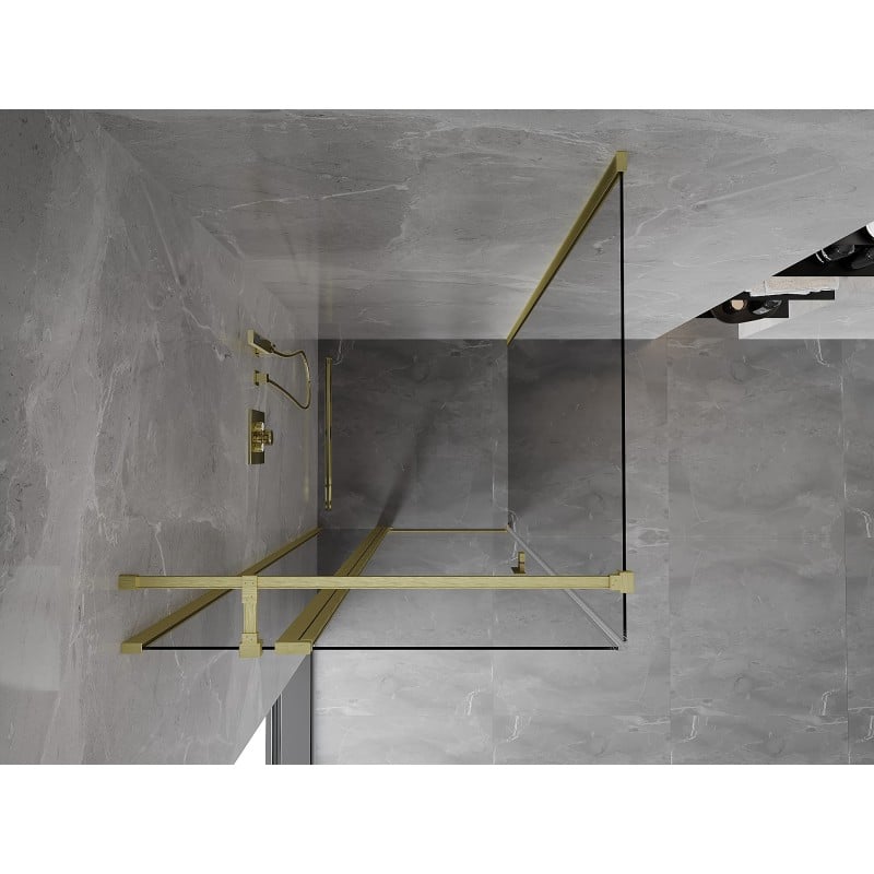 Mexen Mist T Duschkabine mit Drehtür 70 x 70 cm, transparent, gebürstetes Gold - 8A4T-070-070-55-00